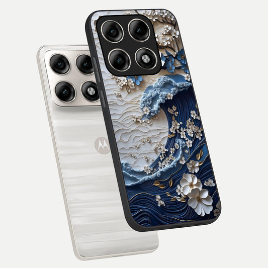  Blossom Wave Art phone case For Moto Edge 70 Pro showing premium glass back cover with detailed artwork