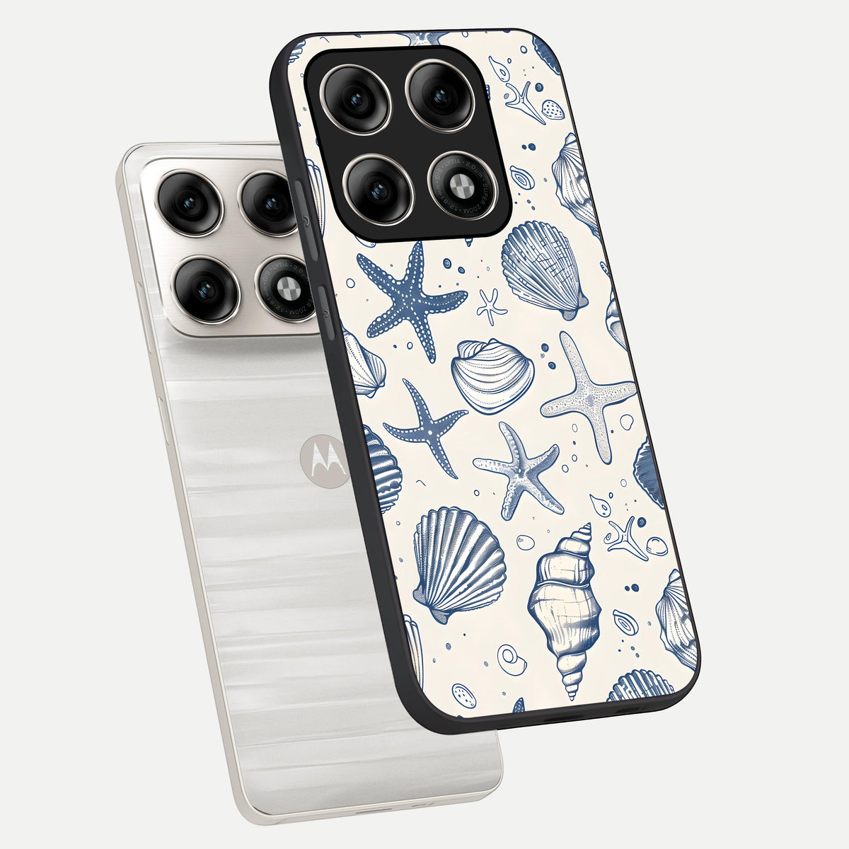  Blue Ocean Outline phone case For Moto Edge 70 Pro showing premium glass back cover with detailed artwork