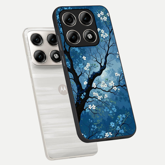  Blue Tree Serenity phone case For Moto Edge 70 Pro showing premium glass back cover with detailed artwork