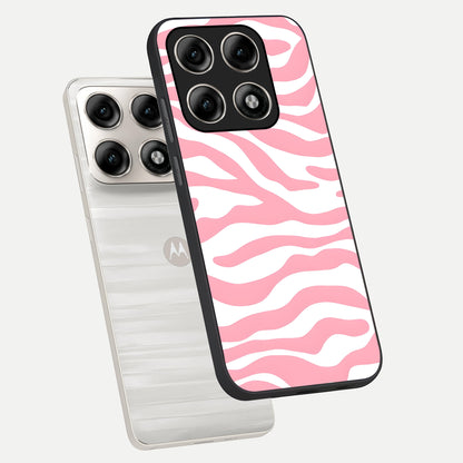  Blush Zebra Flow phone case For Moto Edge 70 Pro showing premium glass back cover with detailed artwork