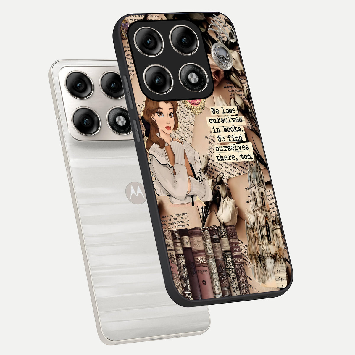  Bookish Dream World phone case For Moto Edge 70 Pro showing premium glass back cover with detailed artwork