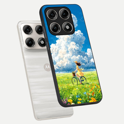  Breezy Meadow Ride phone case For Moto Edge 70 Pro showing premium glass back cover with detailed artwork
