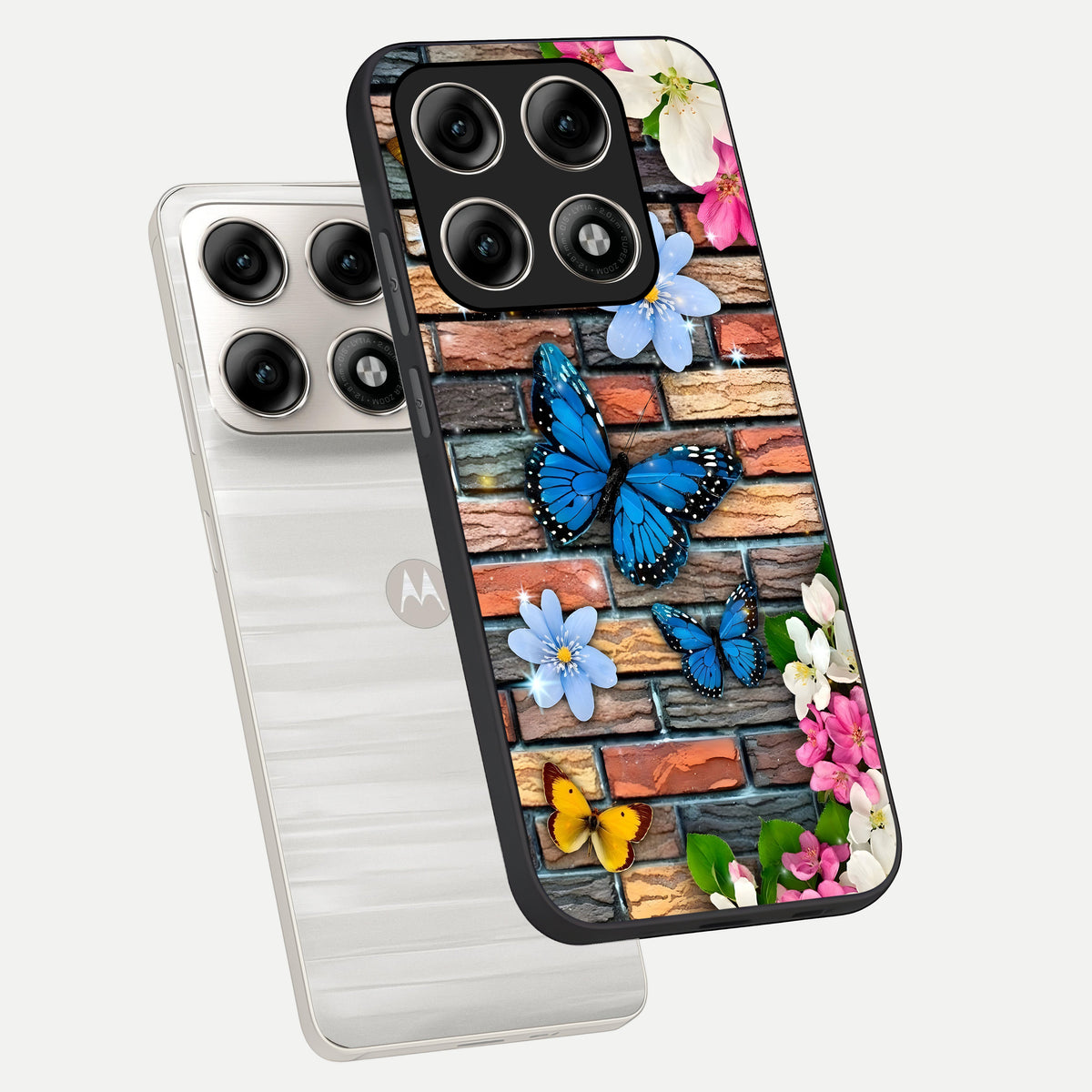  Brick Bloom Flight phone case For Moto Edge 70 Pro showing premium glass back cover with detailed artwork