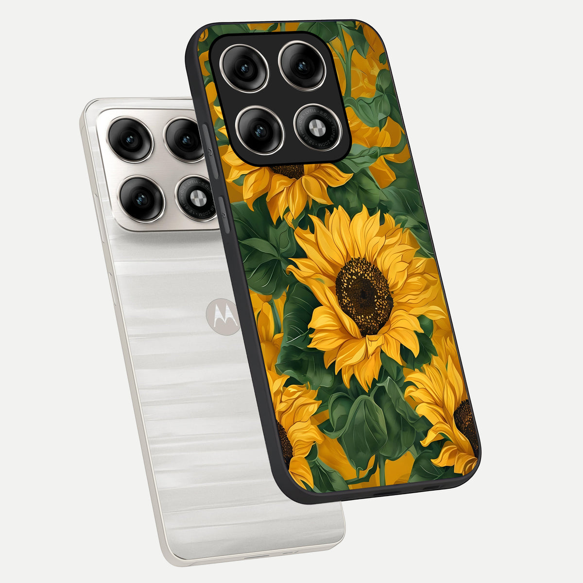  Bright Sunflower Bloom phone case For Moto Edge 70 Pro showing premium glass back cover with detailed artwork