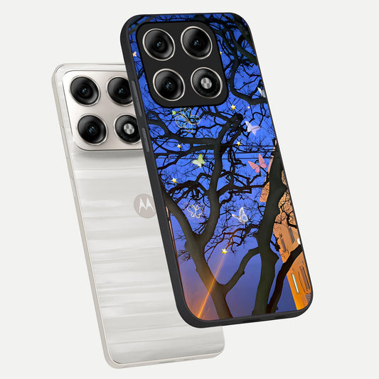  Butterfly Night Magic phone case For Moto Edge 70 Pro showing premium glass back cover with detailed artwork