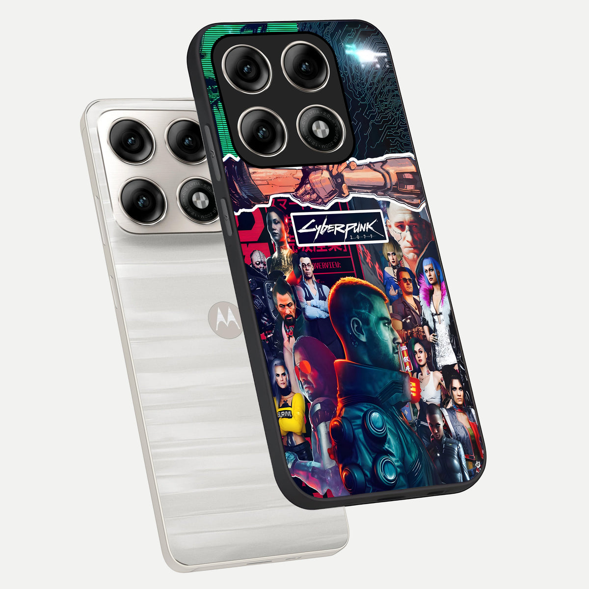  CYBERPUNK Legacy phone case For Moto Edge 70 Pro showing premium glass back cover with detailed artwork