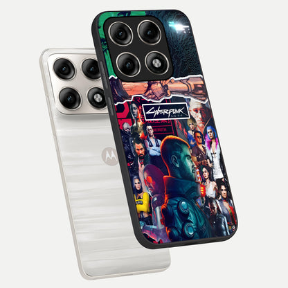  CYBERPUNK Legacy phone case For Moto Edge 70 Pro showing premium glass back cover with detailed artwork