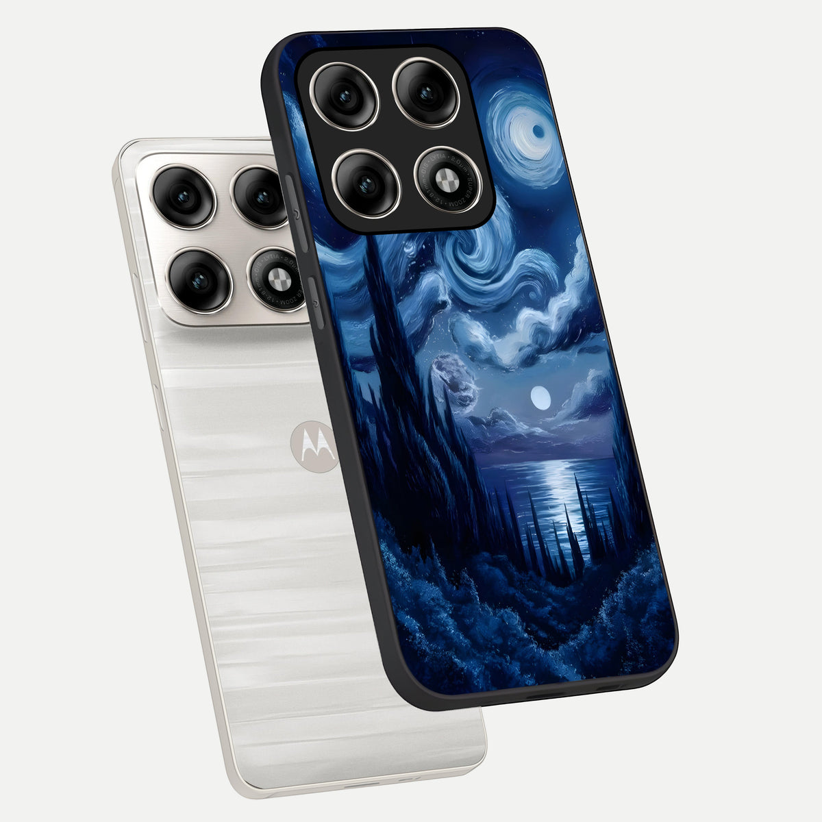  Celestial Dream Van Gogh phone case For Moto Edge 70 Pro showing premium glass back cover with detailed artwork