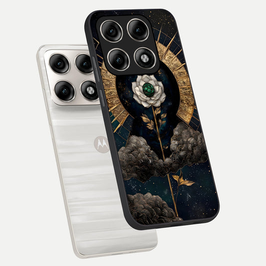  Celestial Lotus Morang phone case For Moto Edge 70 Pro showing premium glass back cover with detailed artwork