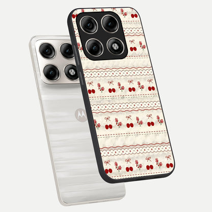  Cherry Bloom Charm phone case For Moto Edge 70 Pro showing premium glass back cover with detailed artwork