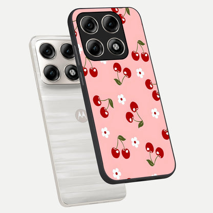  Cherry Love Mood phone case For Moto Edge 70 Pro showing premium glass back cover with detailed artwork