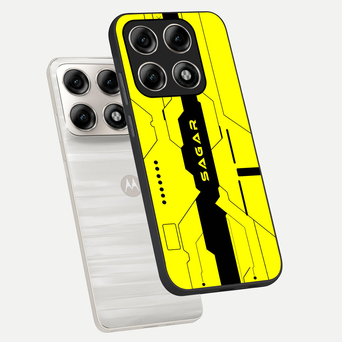  Circuit CYBERPUNK Custom Name phone case For Moto Edge 70 Pro showing premium glass back cover with detailed artwork