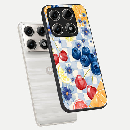  Citrus Bloom Joy phone case For Moto Edge 70 Pro showing premium glass back cover with detailed artwork