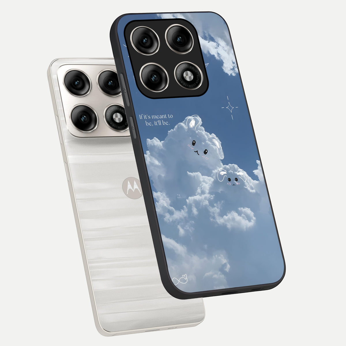  Cloud Bunny Dreams phone case For Moto Edge 70 Pro showing premium glass back cover with detailed artwork