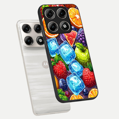  Colorful Fruits with Ice phone case For Moto Edge 70 Pro showing premium glass back cover with detailed artwork