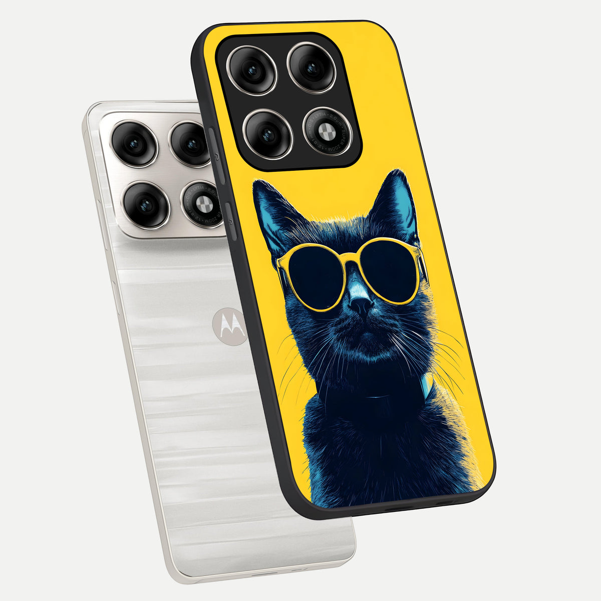  Cool Cat Vibes phone case For Moto Edge 70 Pro showing premium glass back cover with detailed artwork
