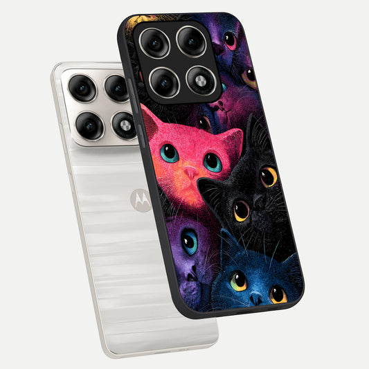  Cosmic Cats Dreams phone case For Moto Edge 70 Pro showing premium glass back cover with detailed artwork