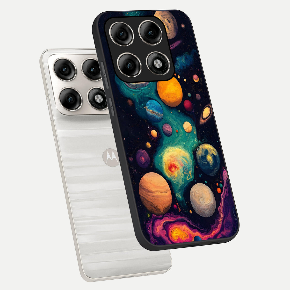  Cosmic Planet Journey phone case For Moto Edge 70 Pro showing premium glass back cover with detailed artwork