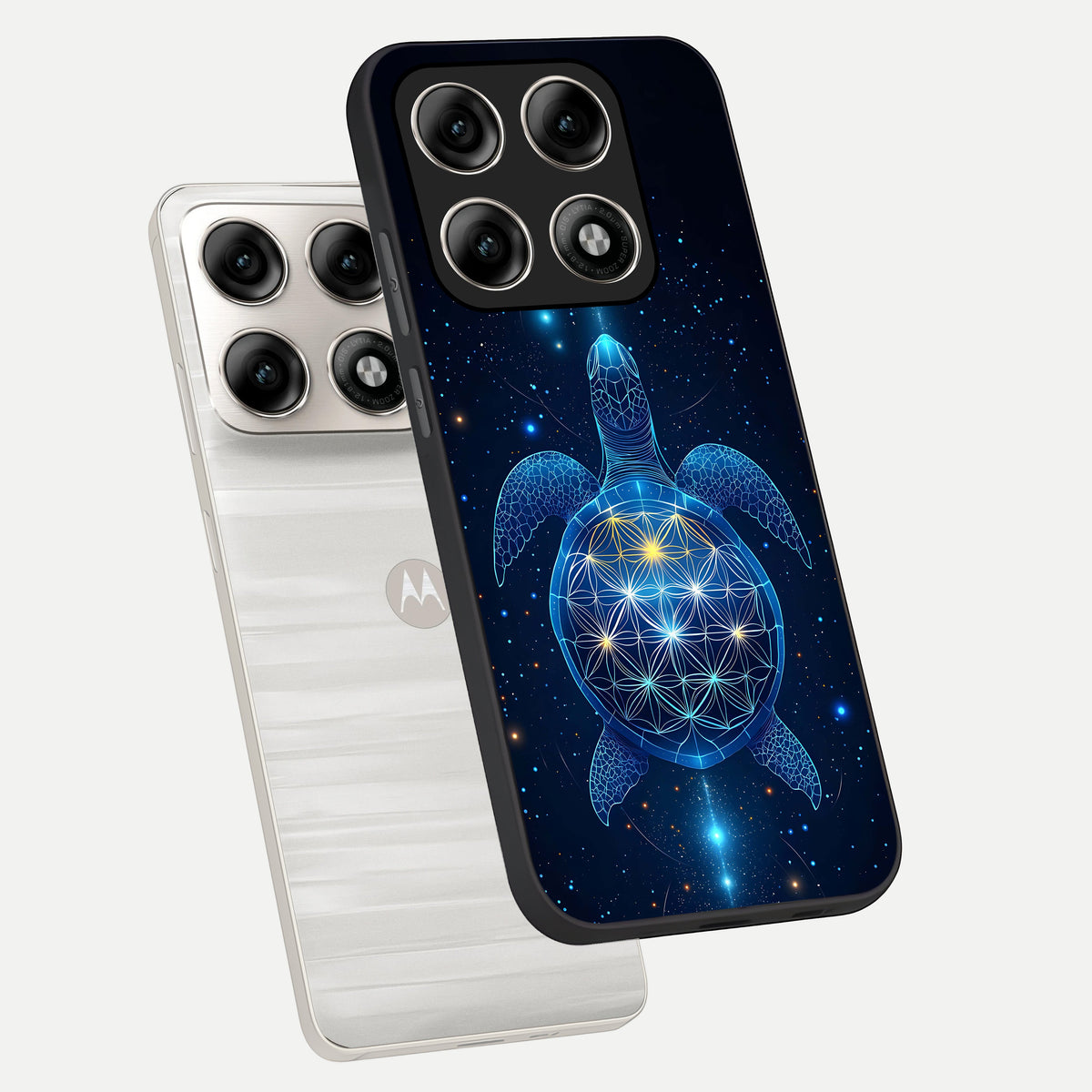  Crimson Blue Turtle phone case For Moto Edge 70 Pro showing premium glass back cover with detailed artwork
