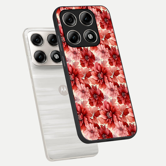  Crimson Love Petals phone case For Moto Edge 70 Pro showing premium glass back cover with detailed artwork