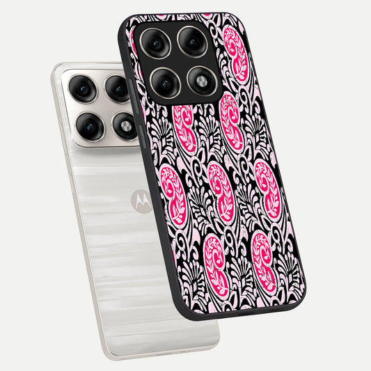  Crimson Paisley Charm phone case For Moto Edge 70 Pro showing premium glass back cover with detailed artwork