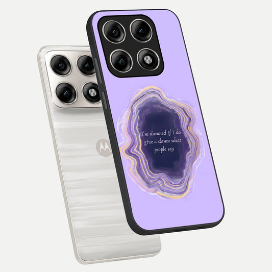  Damned People Quote phone case For Moto Edge 70 Pro showing premium glass back cover with detailed artwork