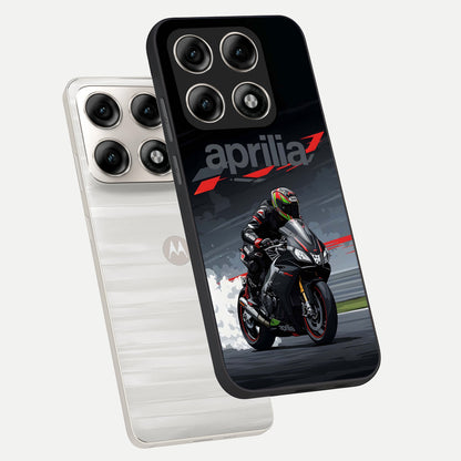  Dark Aprilla phone case For Moto Edge 70 Pro showing premium glass back cover with detailed artwork