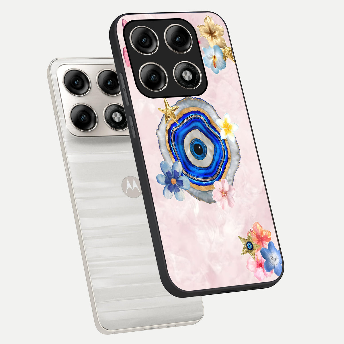  Divine Aura Bloom phone case For Moto Edge 70 Pro showing premium glass back cover with detailed artwork