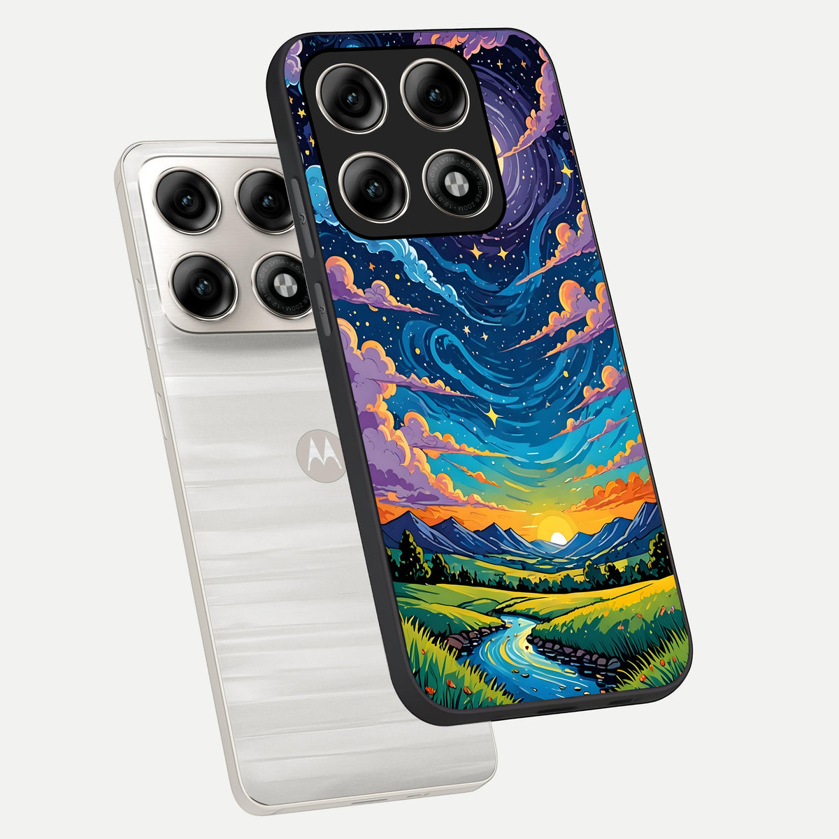  Dreamy Night Landscape phone case For Moto Edge 70 Pro showing premium glass back cover with detailed artwork