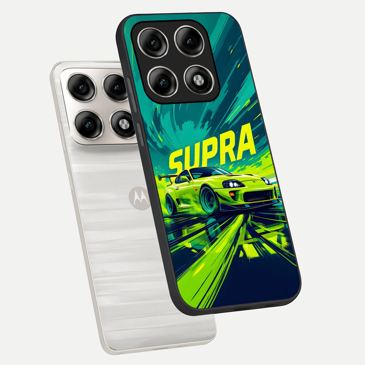  Electric Supra Thunder phone case For Moto Edge 70 Pro showing premium glass back cover with detailed artwork