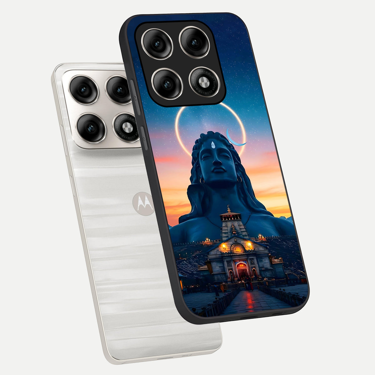  Eternal Shiva Aura phone case For Moto Edge 70 Pro showing premium glass back cover with detailed artwork