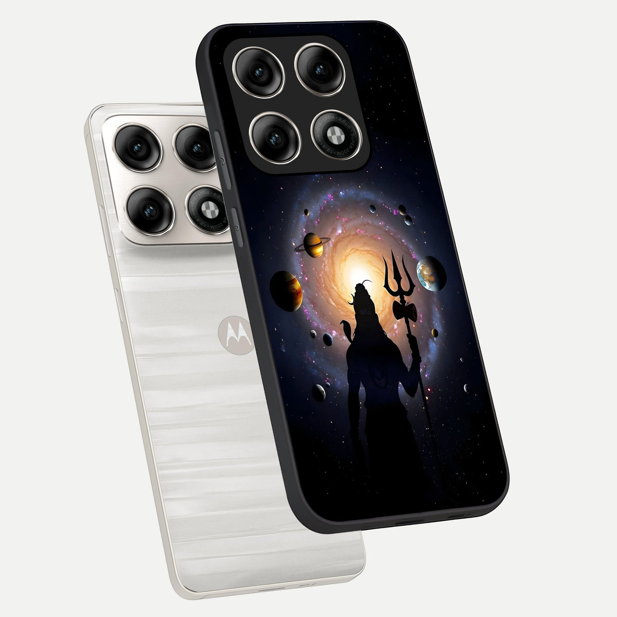  Galactic Shiva Vision phone case For Moto Edge 70 Pro showing premium glass back cover with detailed artwork
