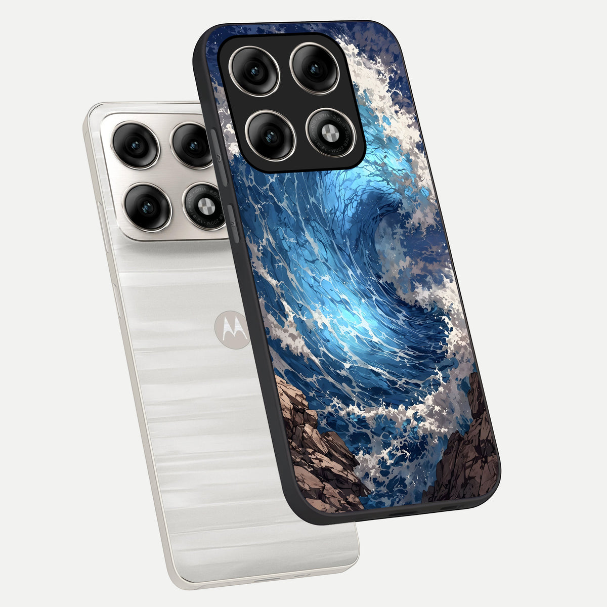  Giant Ocean Wave phone case For Moto Edge 70 Pro showing premium glass back cover with detailed artwork