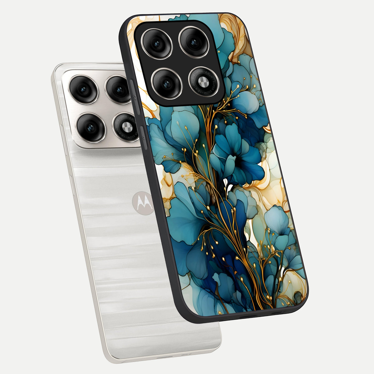  Golden Bloom Symphony phone case For Moto Edge 70 Pro showing premium glass back cover with detailed artwork