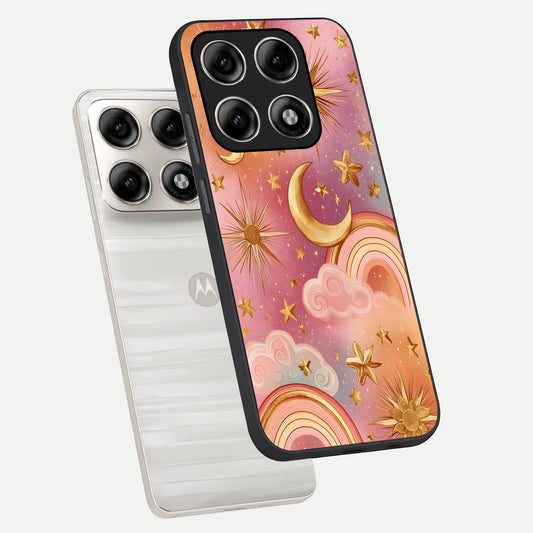  Golden Celestial Dreams phone case For Moto Edge 70 Pro showing premium glass back cover with detailed artwork