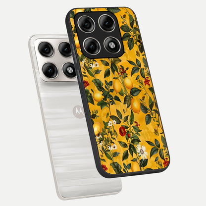  Golden Lemon Field phone case For Moto Edge 70 Pro showing premium glass back cover with detailed artwork