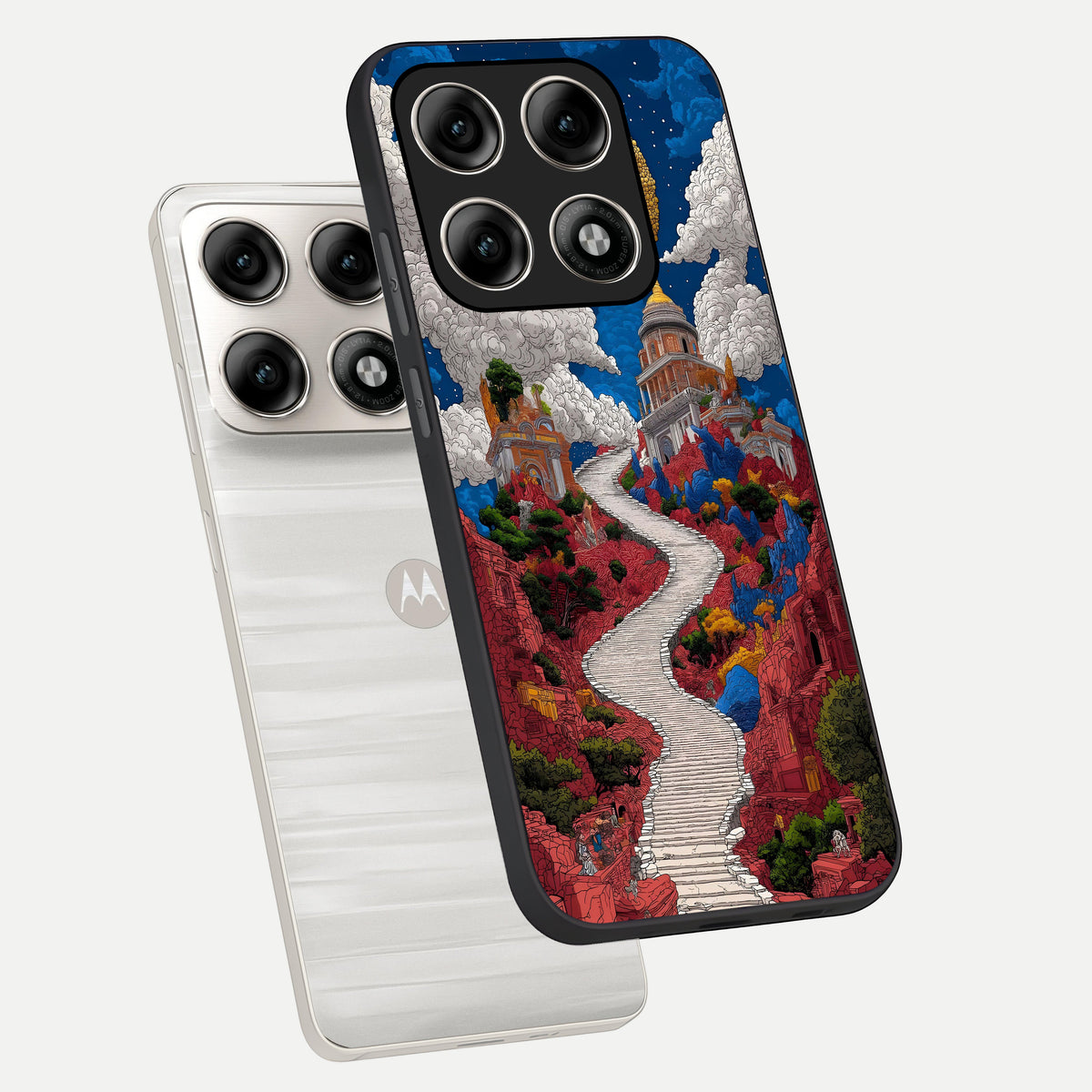 Heavenly Moon Path phone case For Moto Edge 70 Pro showing premium glass back cover with detailed artwork