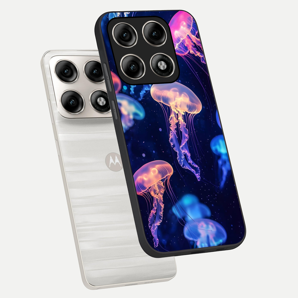  Jellyfish Pattern phone case For Moto Edge 70 Pro showing premium glass back cover with detailed artwork