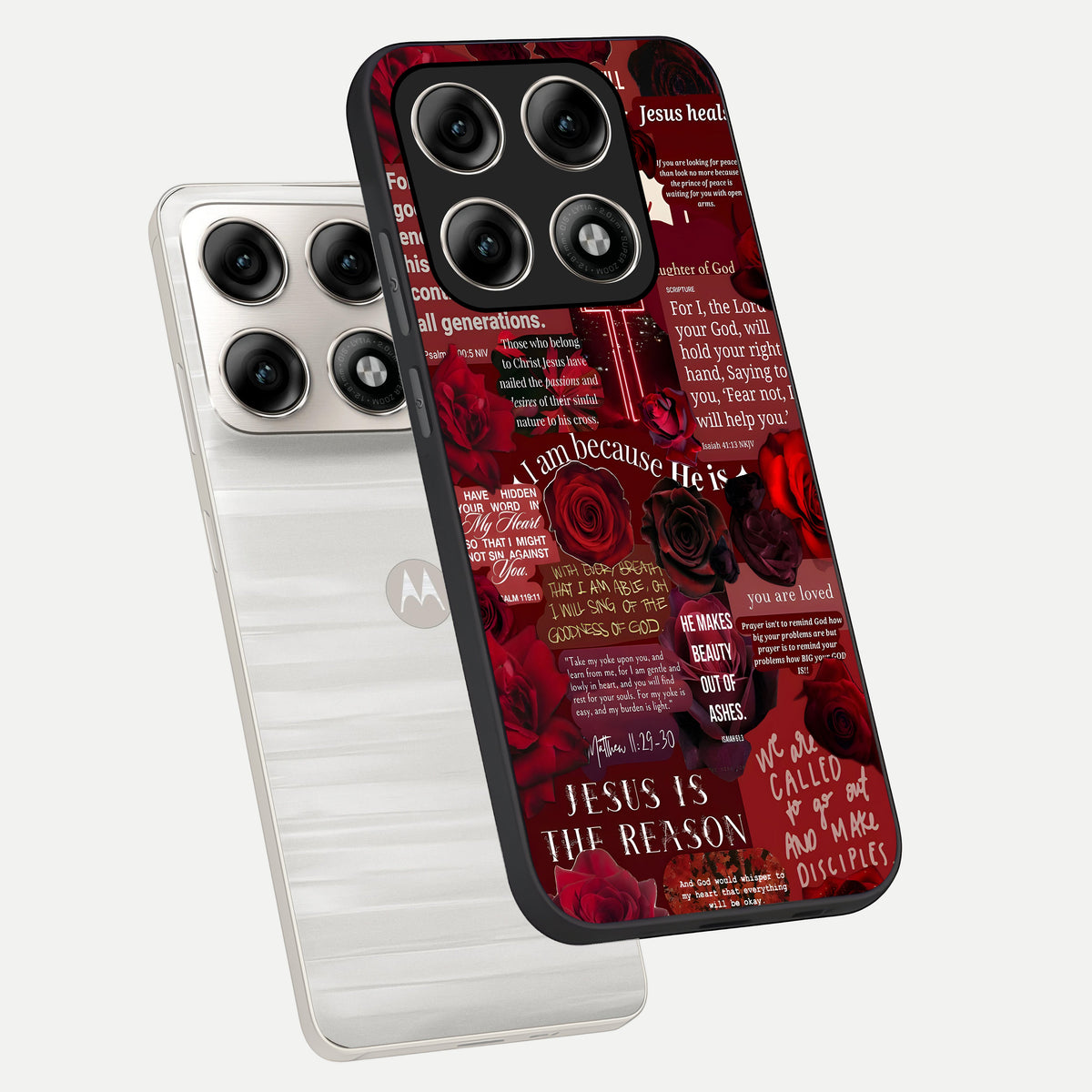  Jesus Love Heals phone case For Moto Edge 70 Pro showing premium glass back cover with detailed artwork