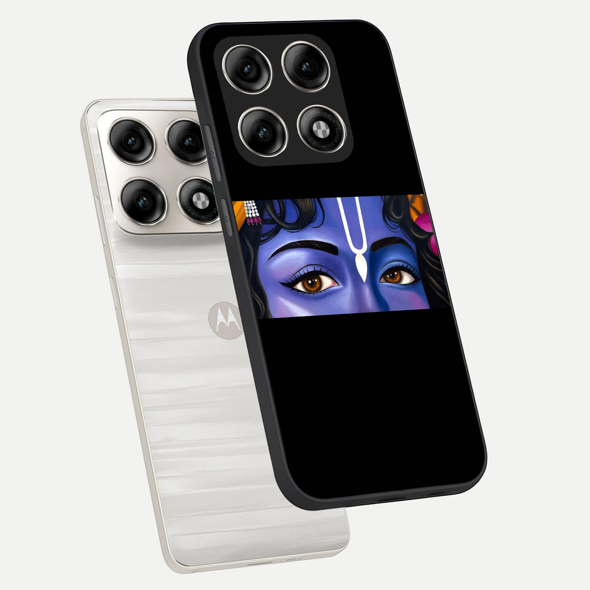  Krishna Eye phone case For Moto Edge 70 Pro showing premium glass back cover with detailed artwork