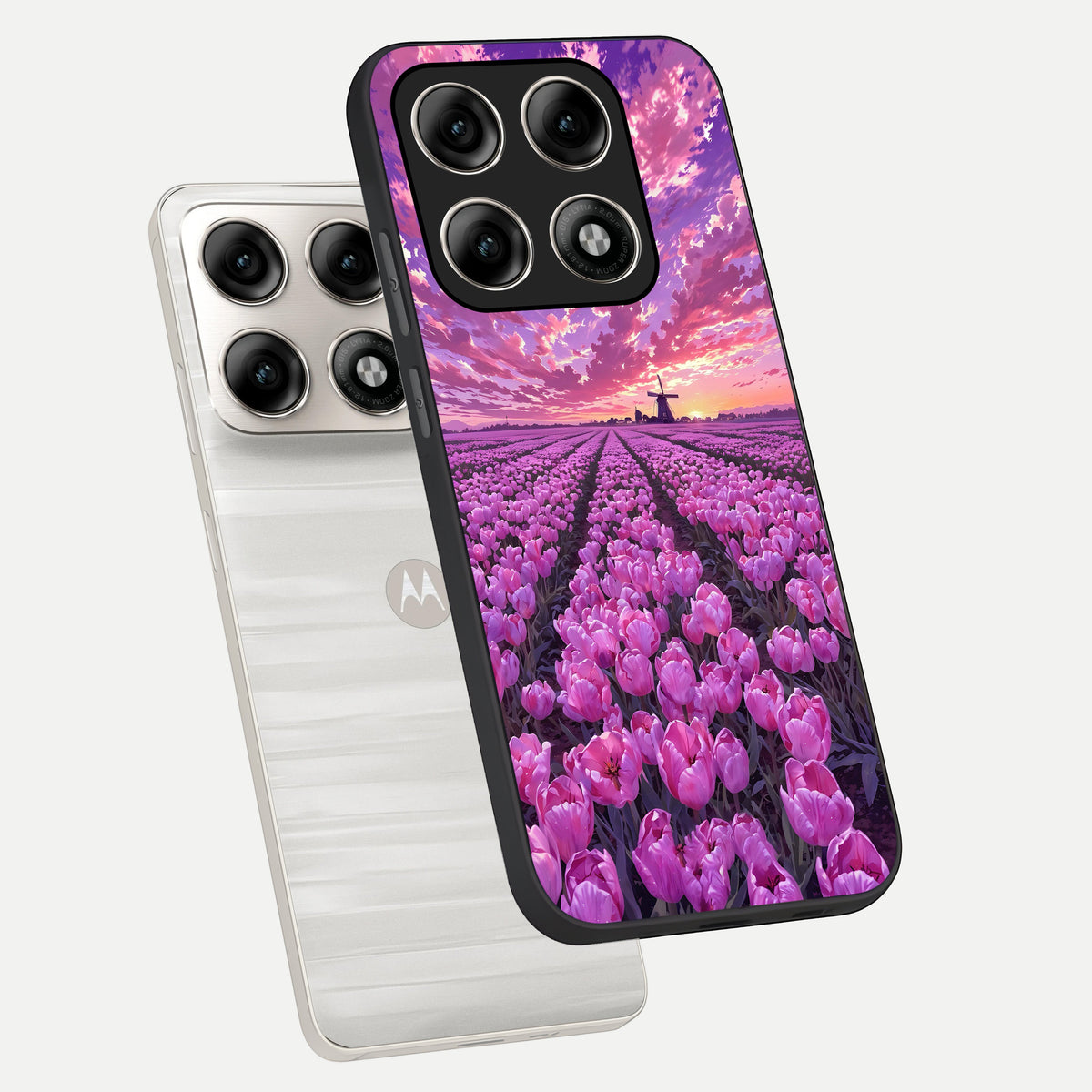  Lavender Dream Skies phone case For Moto Edge 70 Pro showing premium glass back cover with detailed artwork