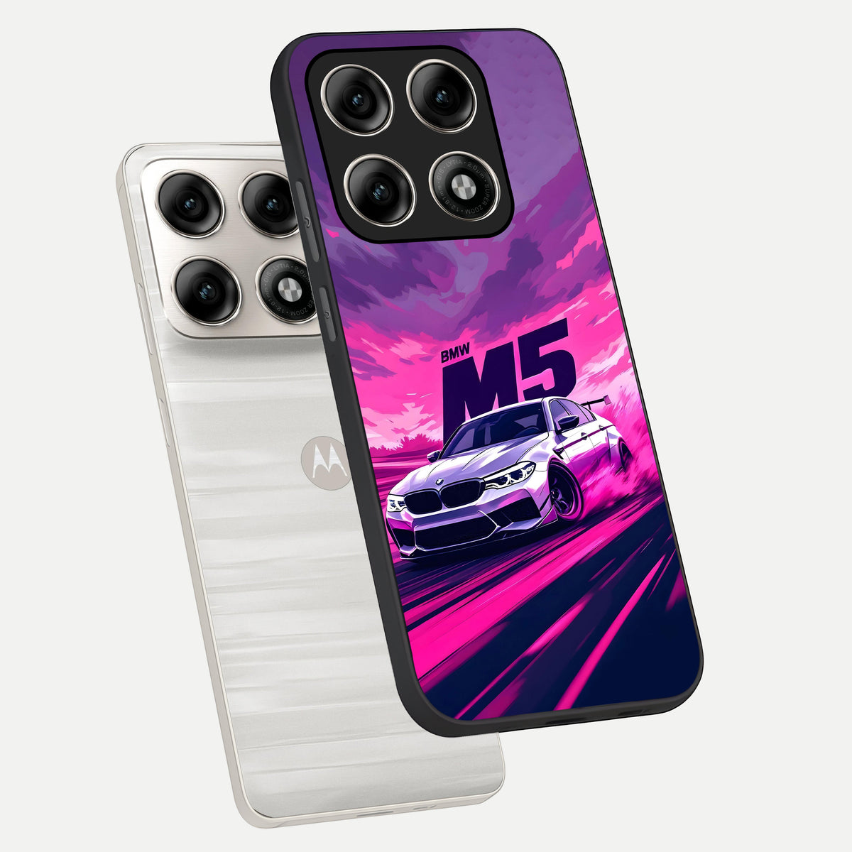  MS Neon Car phone case For Moto Edge 70 Pro showing premium glass back cover with detailed artwork