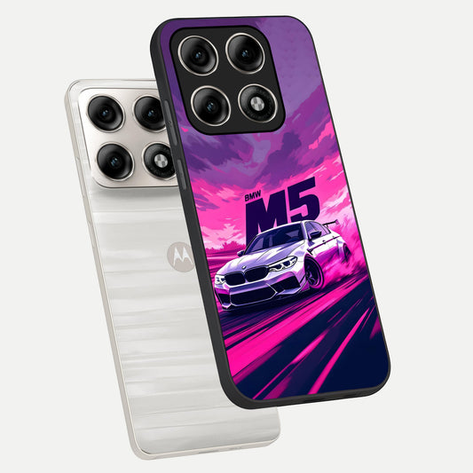  MS Neon Car phone case For Moto Edge 70 Pro showing premium glass back cover with detailed artwork