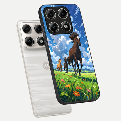  Majestic Horses Galloping phone case For Moto Edge 70 Pro showing premium glass back cover with detailed artwork