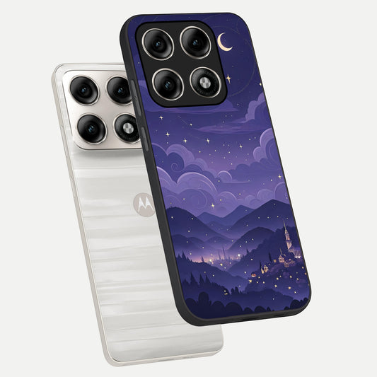  Minimal Night View phone case For Moto Edge 70 Pro showing premium glass back cover with detailed artwork