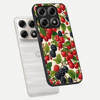  Mixed Berry Collage phone case For Moto Edge 70 Pro showing premium glass back cover with detailed artwork