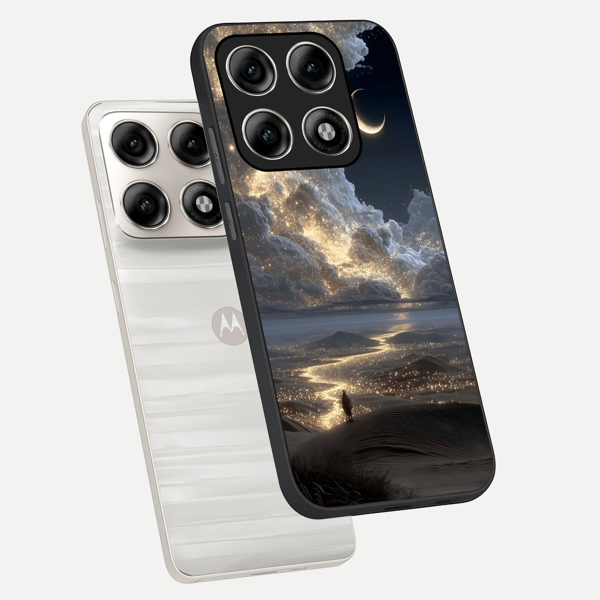  Moonlight Spark Path phone case For Moto Edge 70 Pro showing premium glass back cover with detailed artwork