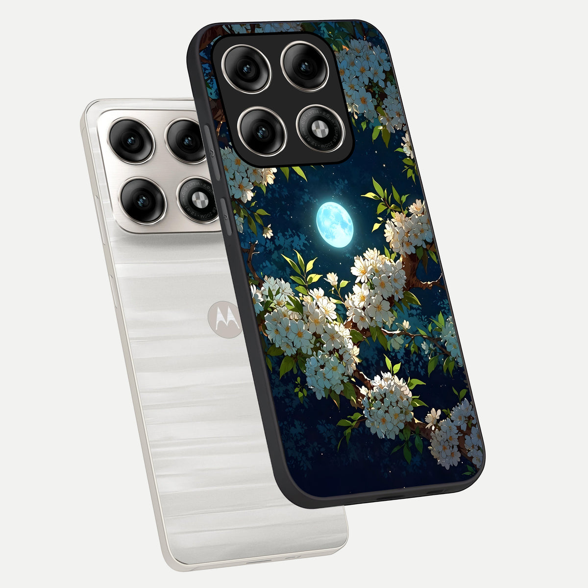  Moonlit Blossom Dream phone case For Moto Edge 70 Pro showing premium glass back cover with detailed artwork