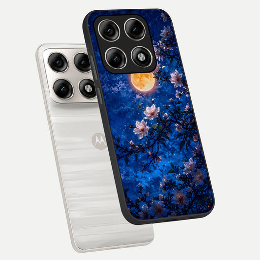  Moonlit Blossoms Night phone case For Moto Edge 70 Pro showing premium glass back cover with detailed artwork