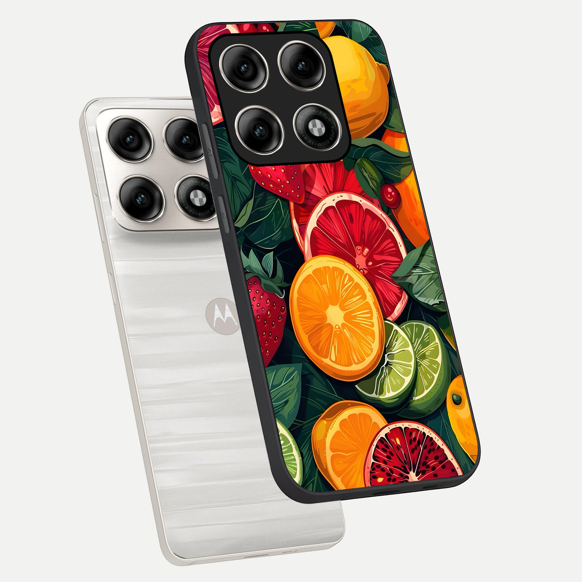  Multiple Fruits phone case For Moto Edge 70 Pro showing premium glass back cover with detailed artwork